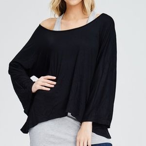 BLACK & H.GREY LAYERED TOP